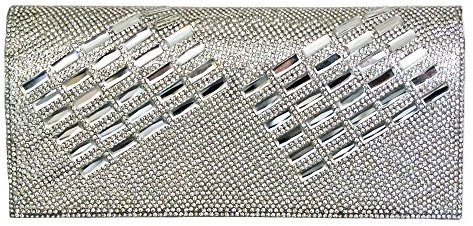 Clutch Dream mit Strass für Damen - Silber - Abend Handtasche für Party Ball Hochzeit