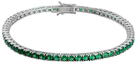 Gold Gala Tennis Armband 925 Sterling Silber Zirkonia Herren Damen(Smaragd, 18)