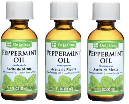 De La Cruz Peppermint Essential Oil - 100% Peppermint Oil for Aromatherapy - Steam Distilled - 1 Fl OZ (3 Bottles)