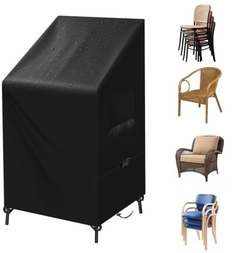 SIRUITON Schutzhülle für Gartenstühle 420D Oxford,65x65x80/120cm | Wasserdicht, atmungsaktiv, UV-beständig, reißfest, für Stapelstühle, langlebig, Allwetterschutz, passend für Innen & Außen