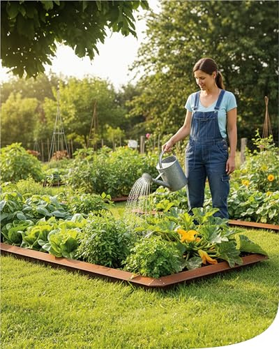 bellissa Schneckenzaun 8-teilig Rasenkante Cortenstahl 20 cm | Premium Beeteinfassung & Beetumrandung, langlebige Schneckenabwehr, Schneckenblech