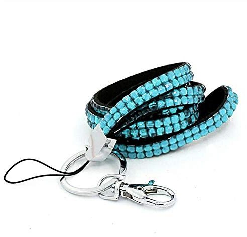 SUPERTOOL Nyckelband, bling diamantstrass (breakaway) nyckelband, för ID-kort och nyckel, märkeshållare, telefonfodral, USB-hållare, minnesstickhållare, 8 färger (1-pack, ljusblå)