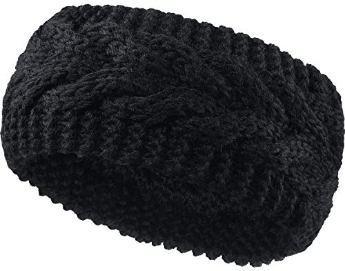 SATINIOR Fascia Lana Filo a Maglia per Donne Cerchietto Capelli, Nero | Fascia per Capelli Inverno, Con Avvolgere Paraorecchie, Per Tenere Caldo e Proteggere le Orecchie in Inverno