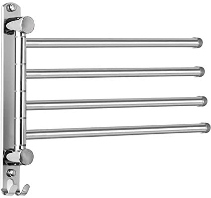 JSVER 180° Drehung Handtuchhalter Edelstahl Badetuchhalter mit 4 armig Schwenkarm Handtuchstange Wandmontage Bad Handtuchhaltern Gebürstet für Bad,Küche und Garderobe