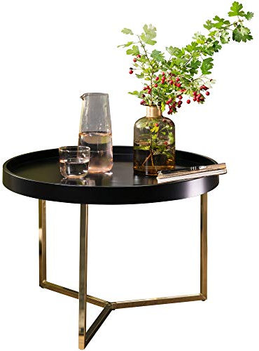 KADIMA DESIGN Couchtisch Lia Gold Sofatisch Rund Tabletttisch Beistelltisch Retro