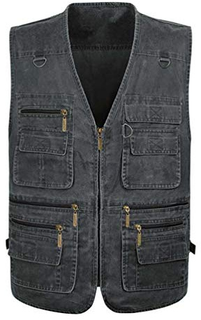 LucaSng Respirant Gilet Plein Air Multi-Poches sans Manche Veste Gilet Journaliste, Gilet de Pêche Homme, Camping, Chasse, Pêche, Militaire Photographier Tactique Extérieur (Gris, 5XL)
