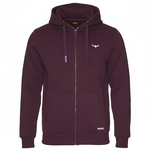 ROCK-IT Apparel, hooded jacket premium för män, sweat jacket med dragkedja [storlekar S-5XL] pullover med kraftigt och mycket mjukt tyg, Burgundy Red XXL