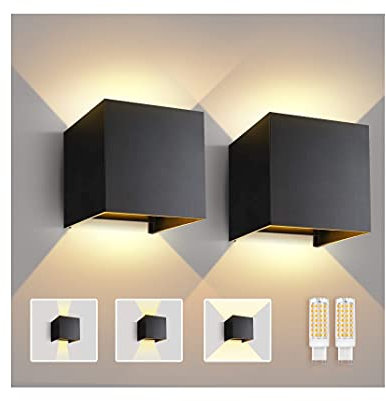 Lureshine 2 Stücke Wandlampe mit Austauschbarer G9 LED Lampe Warmweiß 3000K Aluminium LED Wandleuchte Innen|Aussen Einstellbarer Abstrahlwinkel Wandbeleuchtung für Schlafzimmer Badezimmer