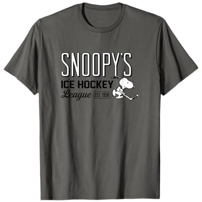 Peanuts - Snoopy's Eishockey League T-Shirt, Herren, Grau, S