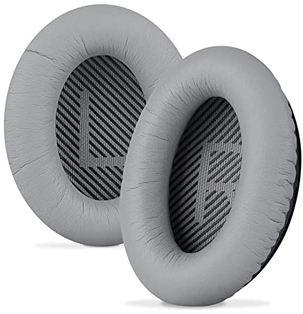 Linkidea Ear Pads for Bose QC45, QC35, QC35 II Gaming, QC15, QC25, AE 2/2i/2w, SoundTrue, SoundLink Around-Ear Headphones, Replacement Ear Cushions(Protein Leather/Grey)