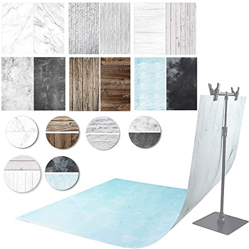 ZUOMIDIE Fotografi bakgrund 6 stycken 57 x 88 cm 2 i 1 mat platt skikt bord topp fotografi dubbelsidig bakgrund för gourmet, kosmetika, bordsartiklar, bloggare onlinebutiker produktfotografi