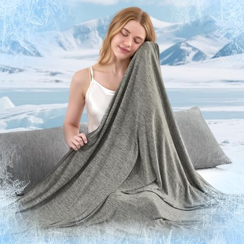 CHOSHOME Coperta Estiva Rinfrescante Coperta Super Morbida con Ultima Auto Raffreddamento Cotone 130X150CM Grigio