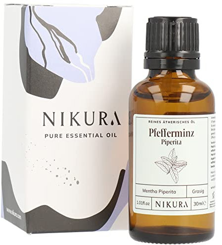 Nikura Pfefferminzöl Piperita - 30ml | Ätherisches Öl | 100% reines natürliches Öl | perfekt für Aromatherapie, Diffusoren, Ölbrenner