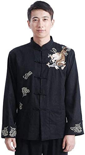 AKAZI Tai Chi Kleidung Kampfkunstuniformen Damen Kampfsportanzug, Baumwolle Kung Fu Tai Chi Uniform Chinesische Kleidung Wing Chun Kleidung Outfit Tang-Anzug (Schwarz M)