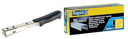 Rapid Hammertacker R19, Schlagtacker inkl Großpackung Tackerklammern Typ 13, 6mm Klammern, 5.000 Stk, Feindrahtklammern für Holz und Leinwand