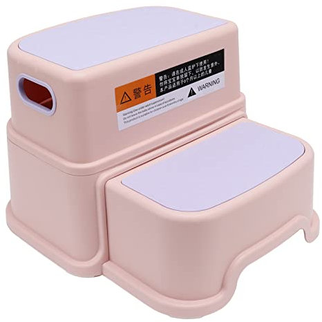Tissting Kinderhocker PP Kunststoff Tritthocker 33 x 23 cm Zweistufiger Tritt rutschfest Kinder Küchenhocker Toiletten Töpfchen Trainingshocker Fußhocker für Kleinkinder(Rosa)
