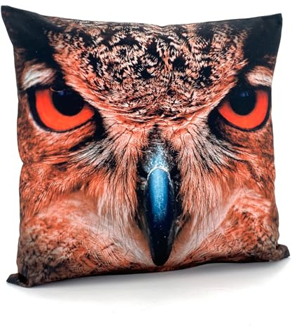 heimtexland ® Dekokissen Bezug Winter Tiere Foto Digitaldruck Kuschelige Velour Kissenhülle 40x40 Deko Kissen Typ831 Eule