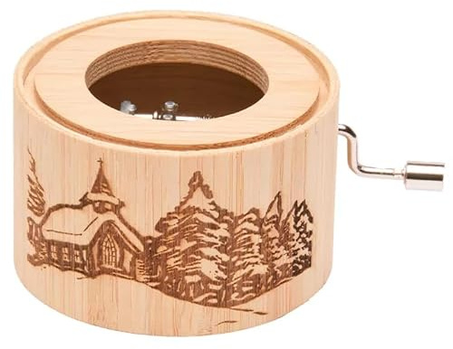 Spieluhr aus Bambus mit dem Weihnachtslied: Stille Nacht, heilige Nacht - music box von Kurbelwerk green-line, Classic-Edition, Motiv Kapelle