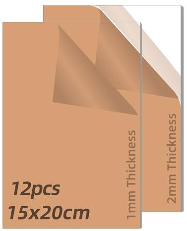 12PCS Acrylglas Acrylplatte Assessment Kit 15 x 20cm, 2 verschiedene Dicken 1mm 2mm acrylplatten, Reine Transparenz acrylscheiben Für DIY Fotorahmen Malerei Aquarium Anzeige