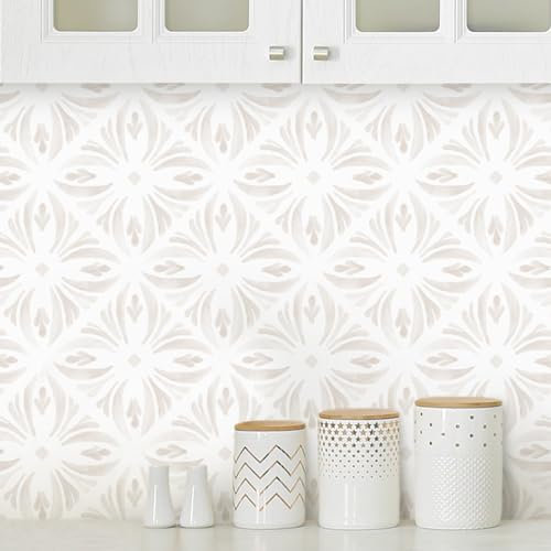 Aniboo Modern Geometric Peel and Stick Wallpaper Boho Contact Paper Neutral Self Adhesive Removable Wallpaper for Kitchen Bedroom Bathroom Waterproof Contact Paper for Cabinets Shelves 78.7inL17.3inW