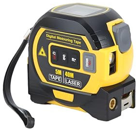 PrecisionTools Laser Tape Measure, 60 m Laser Meter & 5 m Tape Measure, Digital Laser Tape Measure with LCD Backlight, M/in/Ft, Pythagoras/Distance/Area/Volume Measurement