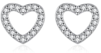 Estrellique Ohrstecker Silber 925, 925 Sterling Silber Herz Ohrstecker mit Cubic Zirkonia, 8mm Klein Ohrringe Stecker für Damen Mädchen, Hypoallergen Knorpel Schlafen Ohrringe Stecker Geschenk