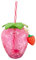 Aomhrek Copa de Pajita de Fresa Vaso de Agua de Plástico de 500 ml Copa Colgante de Fresa Linda Taza de Agua Fría Taza Con Tapa