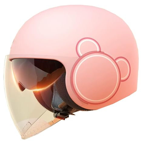 Aperto Caschi da Moto Portatile Jet Casco Scodella ECE Omologato retrò Motociclo Aperto Faccia Casco Donna Uomo Scooter Casco per Moto, Adult Cruiser Chopper Mezzo Casco