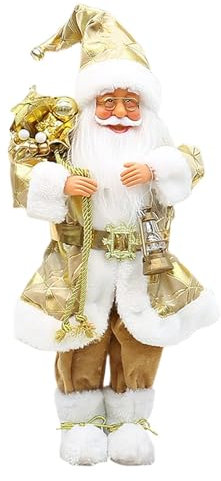 WEIHNACHTSDEKORATION - Goldene stehende Weihnachtsmannfigur, Weihnachten und Büro Figur | Vielseitig einsetzbare Dekoration Haus, Kamin und Fenster, Dekofigur Weihnachten Deko für Weihnachten und