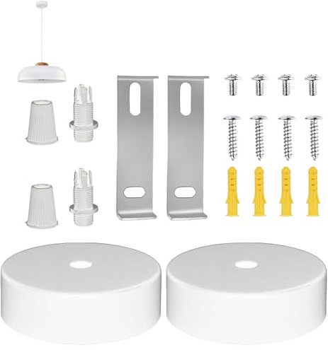 DAAIZIII 2 Stück Baldachin Metall Weiß 80 X 25 Mm,Lampenabdeckung Decke,Baldachin Lampe,Lampen Baldachin,Deckenbaldachin,Lampenbaldachin Weiß,Deckendose Weiß Für Wohnzimmer Flur Küchenleuchter