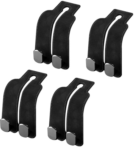 Saijer 4 Pezzi Gancio per Poggiatesta Auto, Ganci Doppi per Seggiolini Auto Accessori Auto per Interni Multifunzionale Gancio per Poggiatesta Auto per Borse, Borse Della Spesa (Nero)