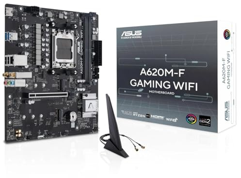 ASUS ASUS A620M-F GAMING WIFI, Scheda Madre AMD mATX, DDR5 | DDR5, 2x M.2 PCIe 4.0, HDMI, 2.5Gb Ethernet, USB 3.2 Gen 1 Type-A, SafeSlot Core+, Q-DIMM, Q-LED Core, Q-Slot, Armoury Crate