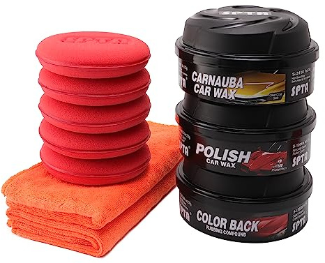 SPTA Lot de 10 éponges de Polissage à la Main en Microfibre pour Application de Cire de Carnauba (Jeux 1)