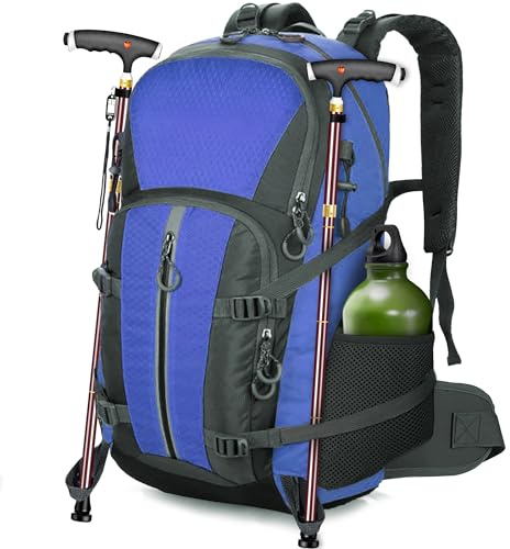 OUUTMEE Sac à dos de randonnée 30 L/40 l avec ceinture pour trekking et randonnée, pour hommes et femmes, bagage de randonnée étanche, bleu, 30 l