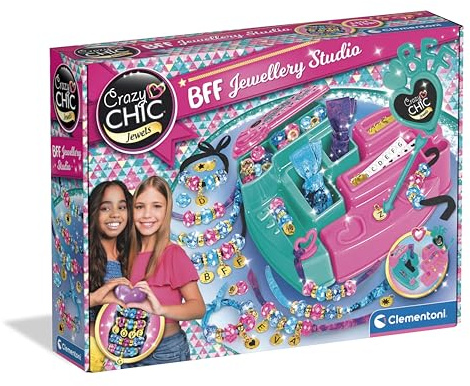 Clementoni | Jewellery Studio BFF pour Enfant 7 Ans+ | Atelier Créatif Bijoux à Personnaliser | Pendentifs Lettres Symboles | Coffret DIY avec Rangement | Activité Manuelle