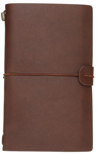PATIKIL 1 Pcs Vintage Retro PU Leather Notebook, Refillable Notepaper Travel Journal Notebook for Travel Diary Planner, Reddish Brown
