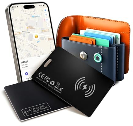 2 Pack - Apple MFi Certified Airtag Wallet Tracker Card 1.7mm Slim - (iOS Only) Find My Wallet Card Tags IP68 Waterproof, Works with Apple Find My, Bluetooth Item Locator for Keys, Purse, Luggage