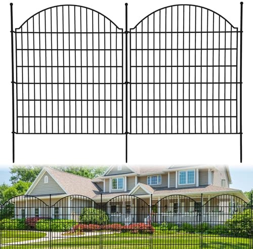 Clôture de jardin, décorative, pour extérieur, jardin, terrasse, 10 panneaux, hauteur x largeur : 80 cm x 73,6 cm (10 panneaux, longueur totale 7,32 m) - Grille métallique inoxydable - Clôture