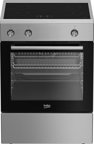 Beko FBE69100X - Cocina de libre instalación 60 x 60 cm, placa de inducción 4 zonas, horno multifunción 72 L, clase A, inoxidable, HidroClean