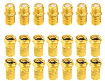 F Stecker Koaxialkabel Verbinder, Sat Kabel Verbinder, Adapter Satellitenkabel, Gummidichtung Antennenkabel Verbinder, 7 F81-Kabelköpfe Und 14 RG6F-Steckverbinder