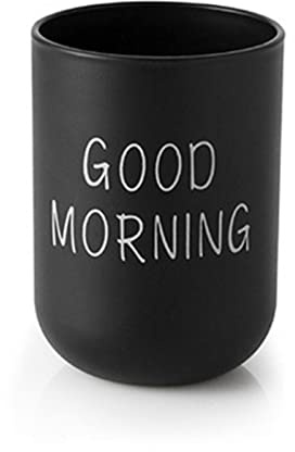 Good Morning Cup Tumbler Cup Toothbrush Holder for Holding Normal Toothbrushes, 330ml Lightweight Nice for Home and Travel (Black)