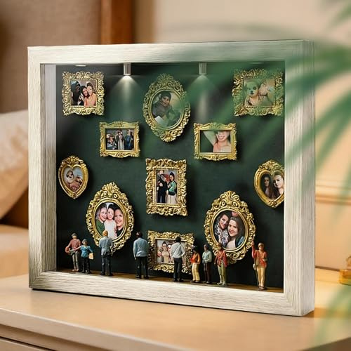 Marco de de Sombra de Bricolaje – Mini Kit de de Silueta de Museo con luz LED, Marcos Dorados y Figuras | Kit de exhibición de Recuerdos Creativo para Celebrar Tus Recuerdos | para
