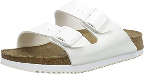 Birkenstock Professional Arizona Birko-Flor, Damen Pantoletten, Schwarz (Schwarz Lack), 37 EU