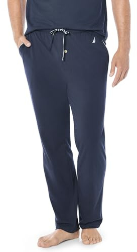 Nautica Stickade sovbyxor för män, pyjamasbyxor, marinblå, L, Marinblått Xsp, L