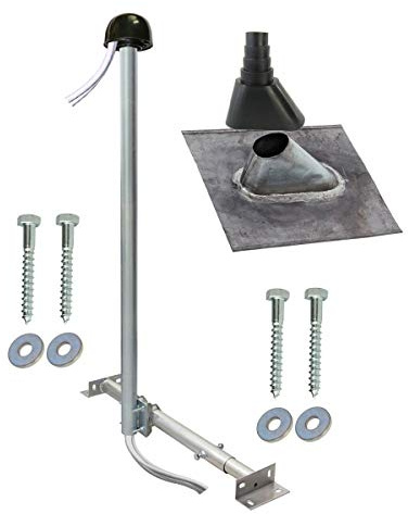 SkyRevolt SAT TV Aufdachsparrenhalter Sparrenabstand 61-105cm Mast 120cm Halterung für Satellitenschüssel | Aufdach Montageset Kabeldurchführung Mastkappe