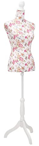vidaXL Damenbüste Schneiderpuppe Büste Torso Mannequin Baumwolle Weiß Rose