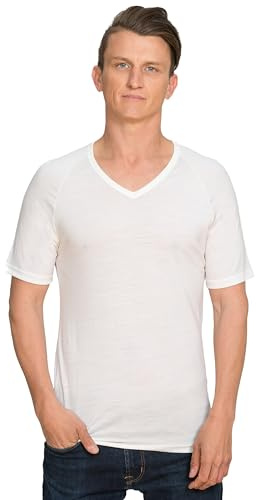 Brass Monkeys - 100% Pure Merino Wool - V Neck Shirt - New Zealand Made - Warm Thermal Undershirt - Perfect for Outdoor Sports - White, Small