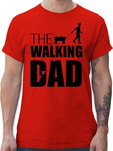 T-Shirt Herren - Papa - The Walking Dad - Bollerwagen Bier - M - Rot - tolle Vatertagsgeschenke Vatertagsgeschenk Tshirt Vatertag Walkind Shirt Eltern Werden Geschenk männertag Geschenke Vater
