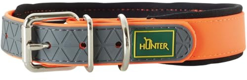 HUNTER Convenience Hundehalsband | robustes Kunststoff Hundehalsband, pflegeleicht & abwaschbar, ideal für Training & Alltag, Farbe: neonorange, Größe: 40