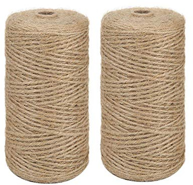 Cordel de Yute 2 Rollo 328 Pies de Cuerda de Cáñamo Natural Vintage de Cuerda de Cáñamo para Bricolaje Artes Manualidades y Decoración Materiales para Jardinería (2 * 100 Metros, marrón)